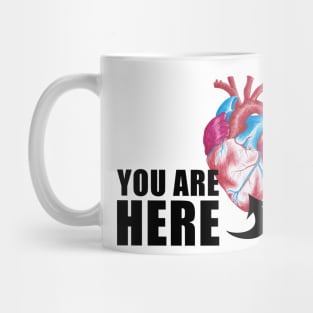 Anatomical Human Heart - hand drawn in pen & ink with romantic sign Mug